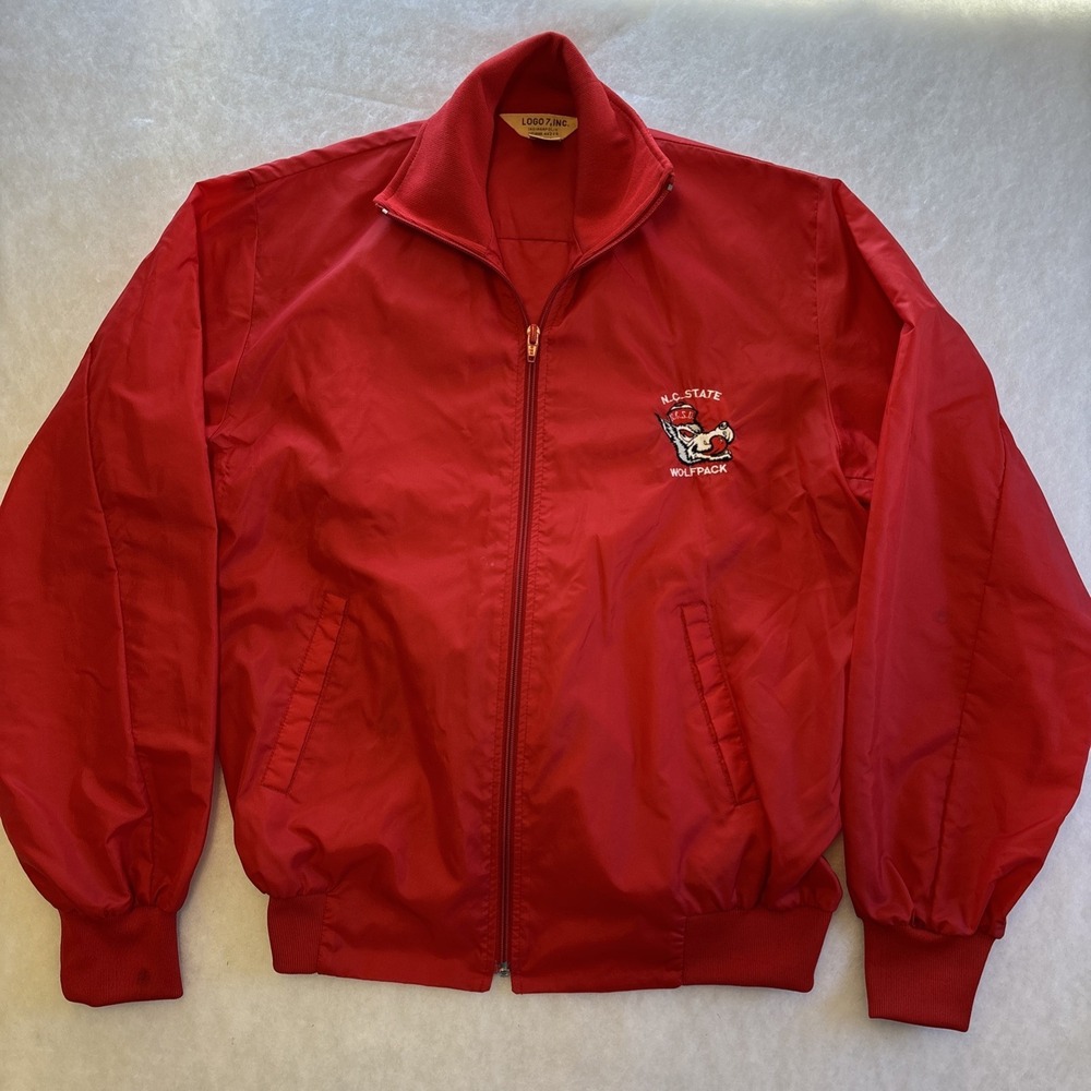 Vintage 70s LOGO 7 NC STATE WOLFPACK Windbreaker Jacket ZIP UP SMALL RARE